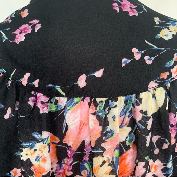 Umgee Kimono Oversize S/M Black Floral Multicolor Lace Trim Relaxed Open Front - Picture 6 of 9